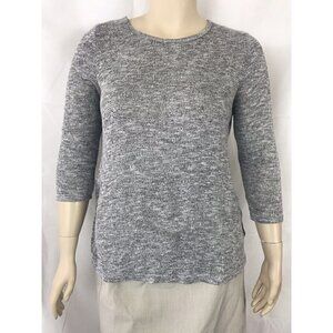 AB Studio Sweater Size L Gray Long Sleeve Split Back with Fabric Panel